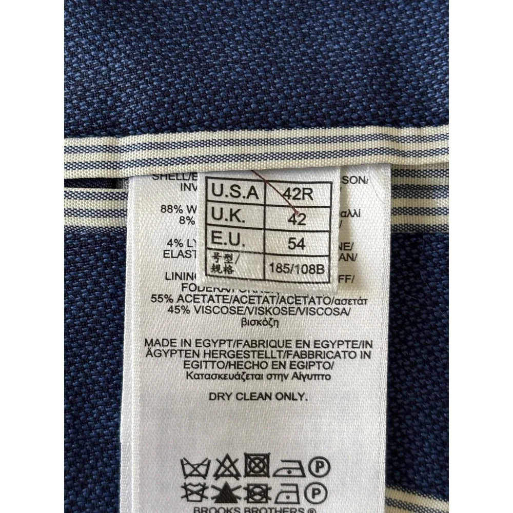 Brooks Brothers Explorer Regent Fit Blue Wool Blend Sport Coat Blazer 42R